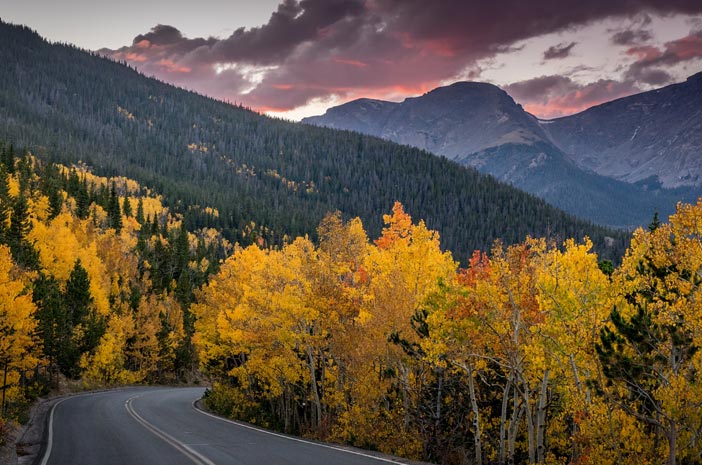 Mountains, trees, and road leading to Harmony Recovery, our Intensive outpatient program Colorado
